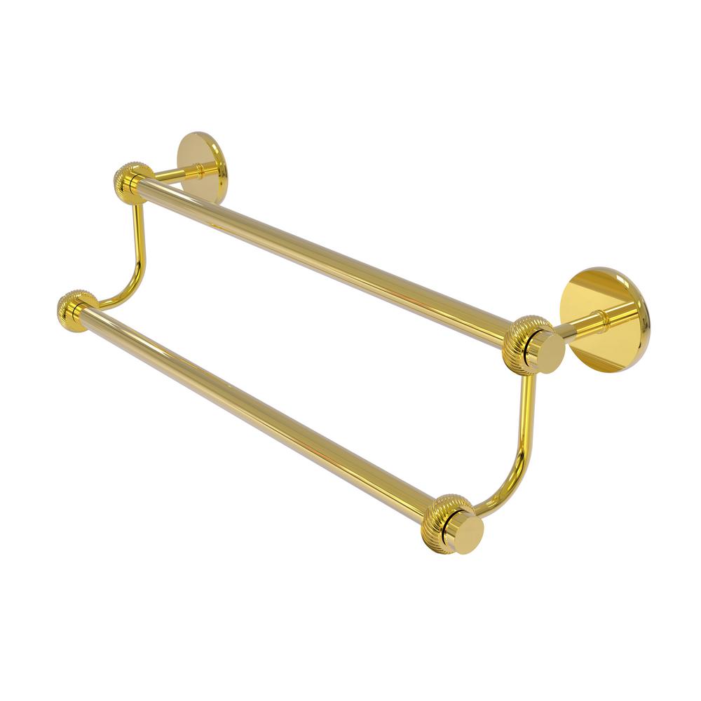 Allied Brass Satellite Orbit Two 18 In Double Towel Bar With Twisted Accent In Polished Brass 7272t 18 Pb The Home Depot