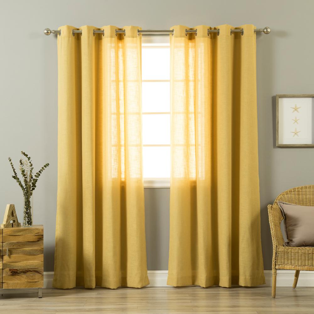 84 In L Mustard Linen Blend Curtain Panel 2 Pack