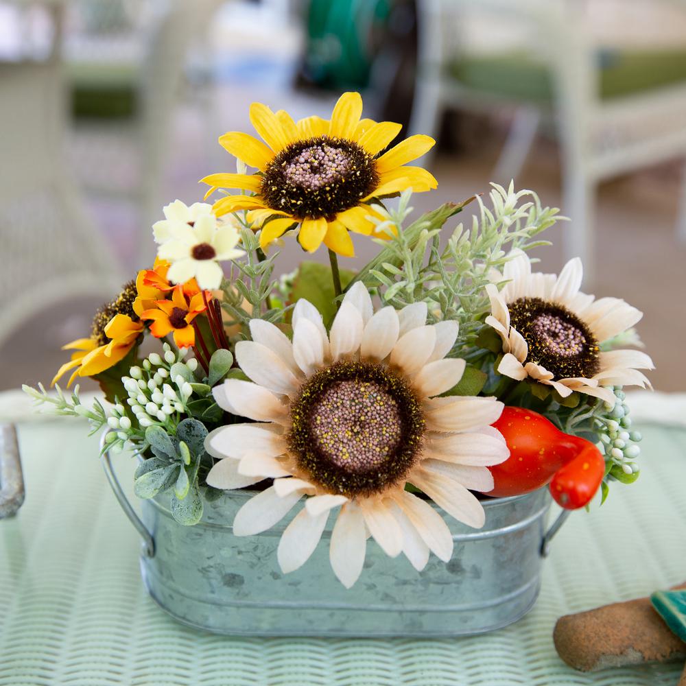 Aluma Flowers Handmade Aluminum Sunflower with Base Floral Home D/écor