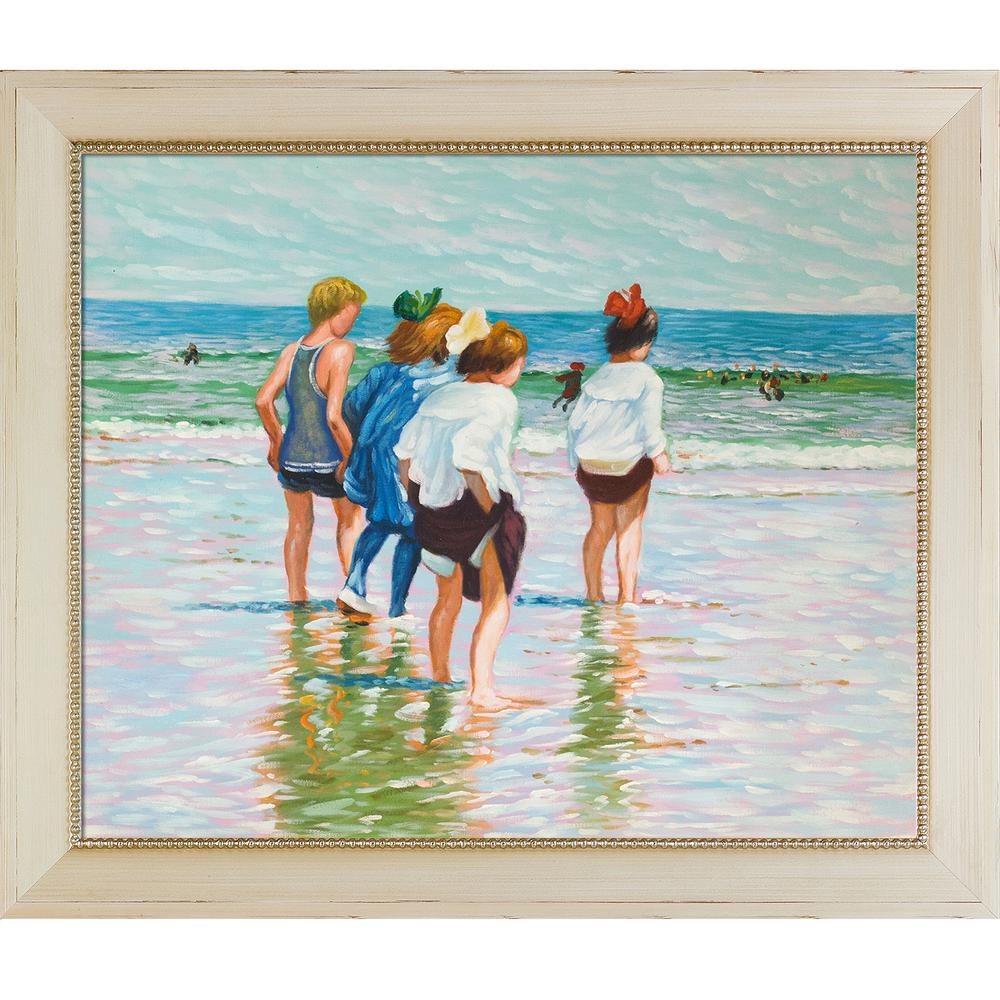 overstockArt Summer Day Brighton Beach Framed Oil Reproduction of an Original Painting by Edward Henry Potthast