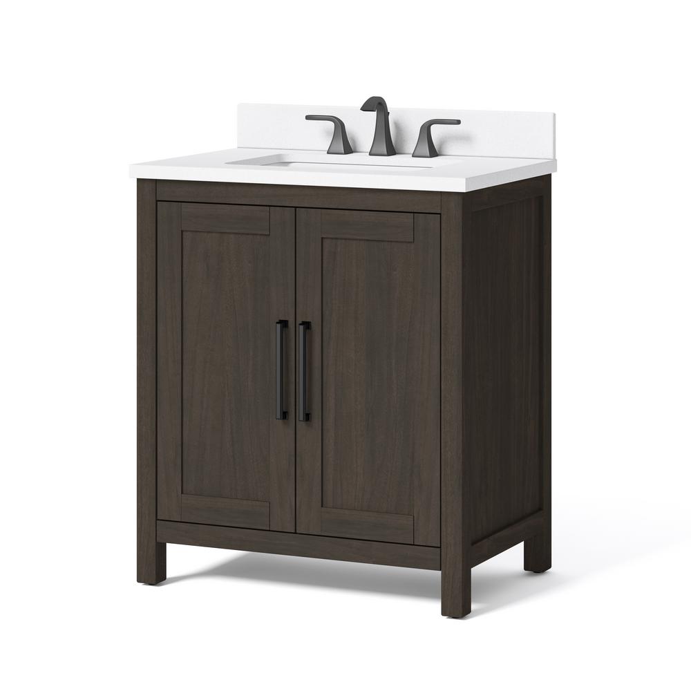 Home Decorators Collection Leary 30 In W X 34 5 H Bath Vanity Dark Brown With Engineered Stone Top White Basin Hdc30hrv The Depot Home Decorators Collection Leary 30 In, Home Depot Bath Cabinets With Sink