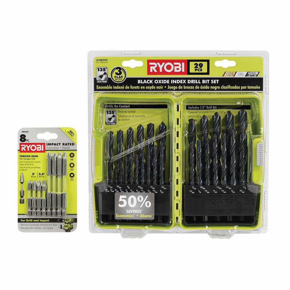 RYOBI Black Oxide Index Drill Bit Set (29-Piece) with BONUS (8-Piece