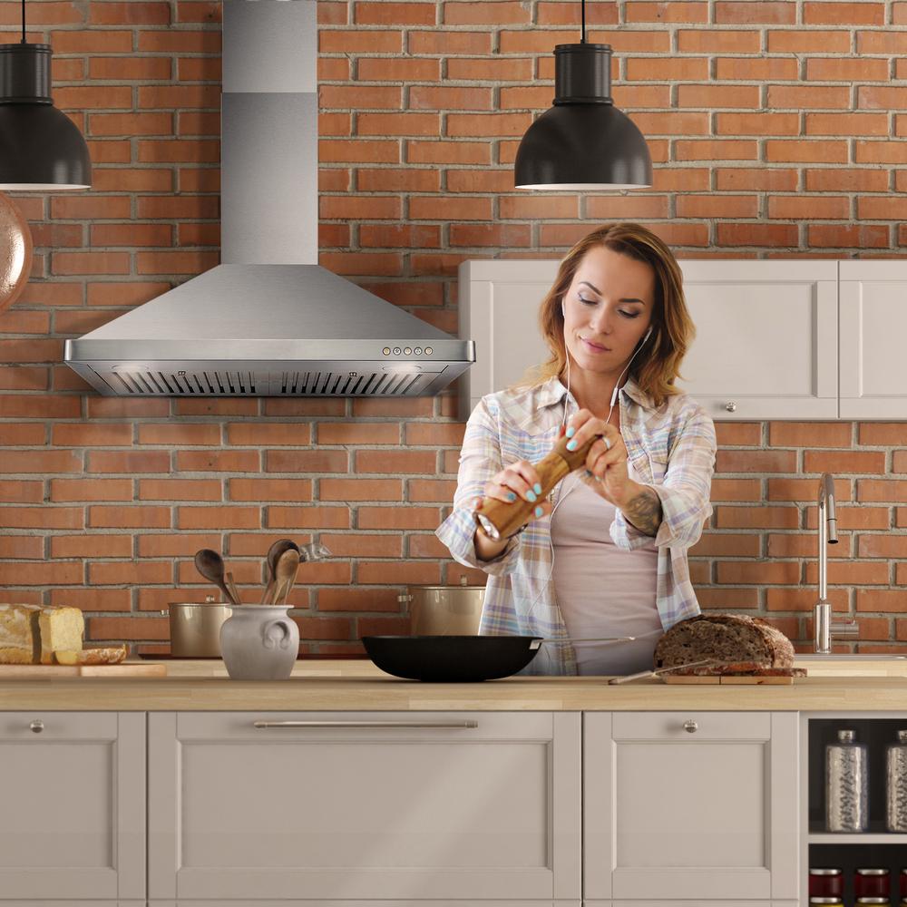 Cosmo 30 in. Ductless Wall Mount Range Hood in Stainless Steel with LED