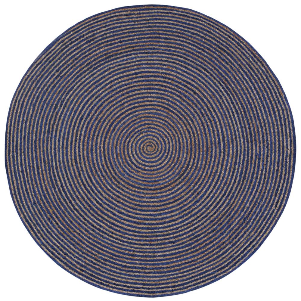 Earth First Jute Blue Cotton Racetrack 3 Ft X Round Area Rug