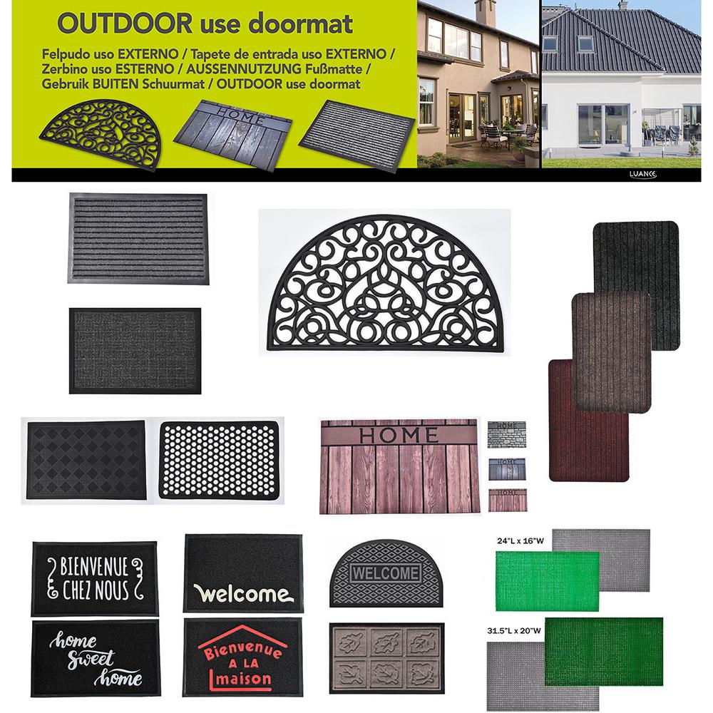 Evideco 30 In X 18 In Black Outdoor Half Round Front Door Mat