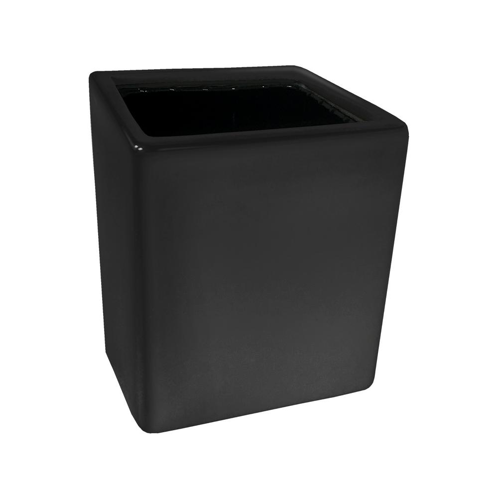 Glazed Ceramic Black Planters Garden Center The Home Depot Cube
