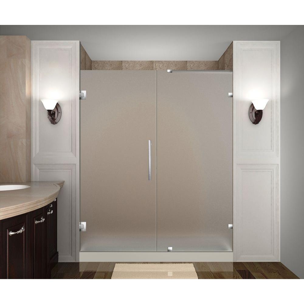 Aston Nautis 71 In X 72 Completely Frameless Hinged Shower Door Nautis 71 In X 72 Completely Frameless Hinged Shower Door With Frosted Glass Stainless Steel