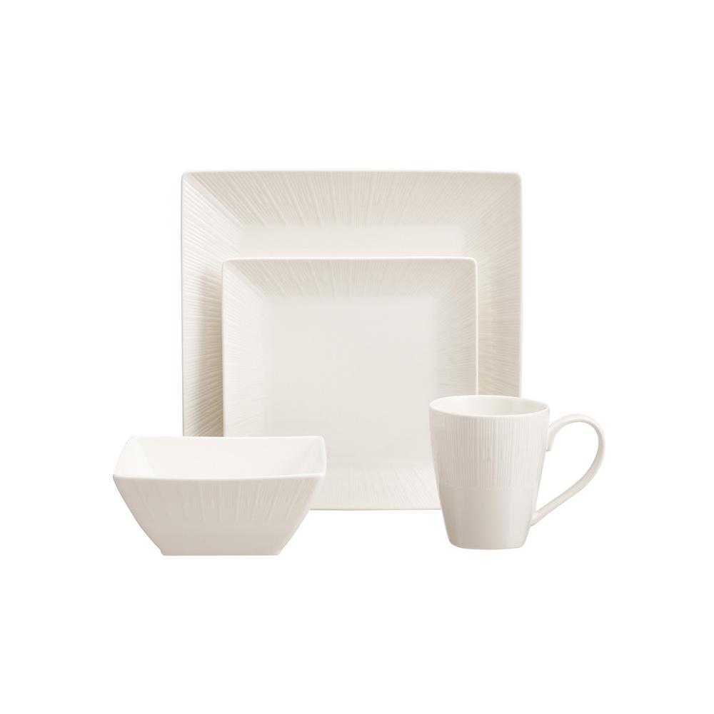 Home Decorators Collection Wellton 16 Piece Square White Porcelain