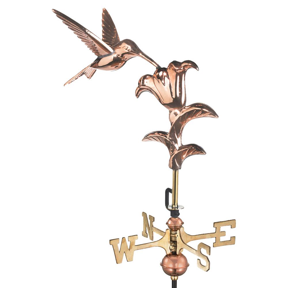Good Directions Hummingbird Cottage Weathervane Pure Copper with Roof