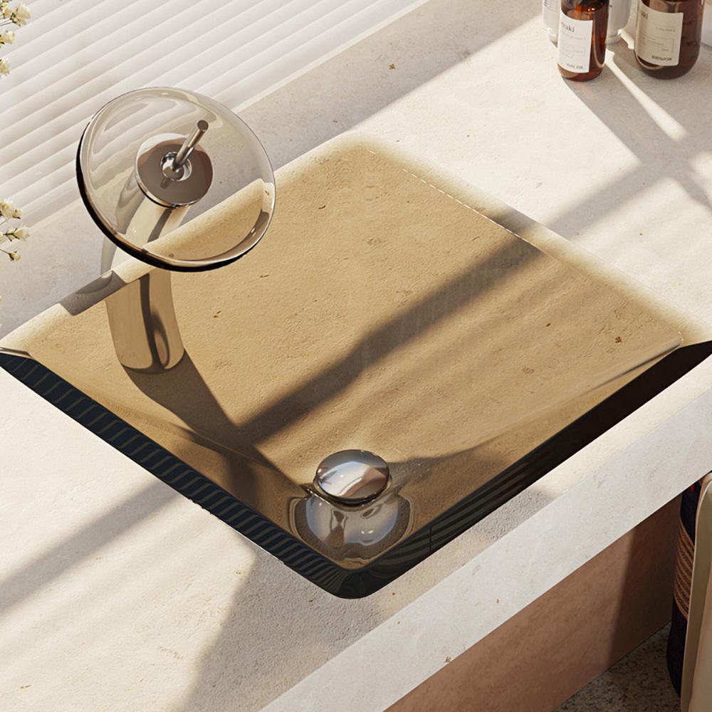 Tan Square Vessel Sinks Bathroom Sinks The Home Depot