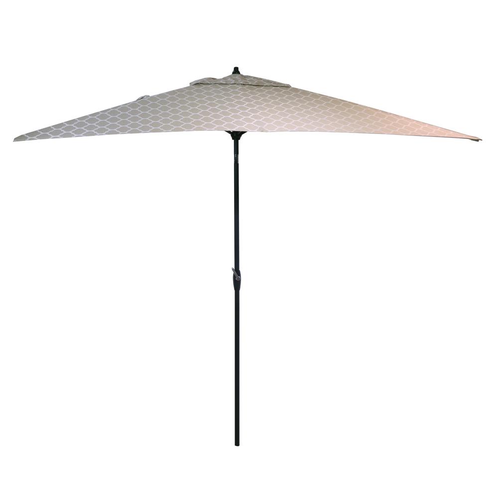 Hampton Bay 10 Ft X 6 Ft Aluminum Market Patio Umbrella In Toffee Trellis With Push Button Tilt 9106 01524900 The Home Depot