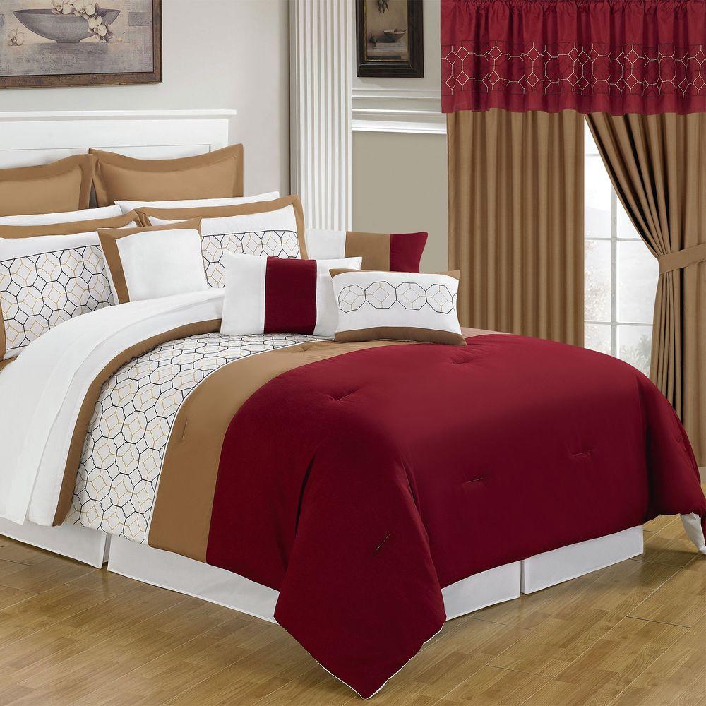 Lavish Home Sarah 25 Piece Red King Bed In A Bag Set 66 00008 24pc