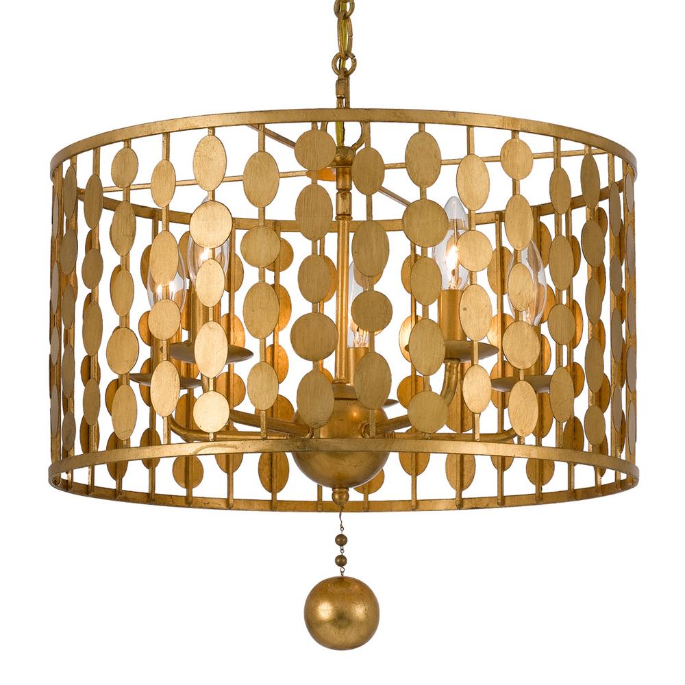 Crystorama Layla 5 Light Antique Gold Chandelier Crystorama Layla 5 Light Antique Gold Chandelier