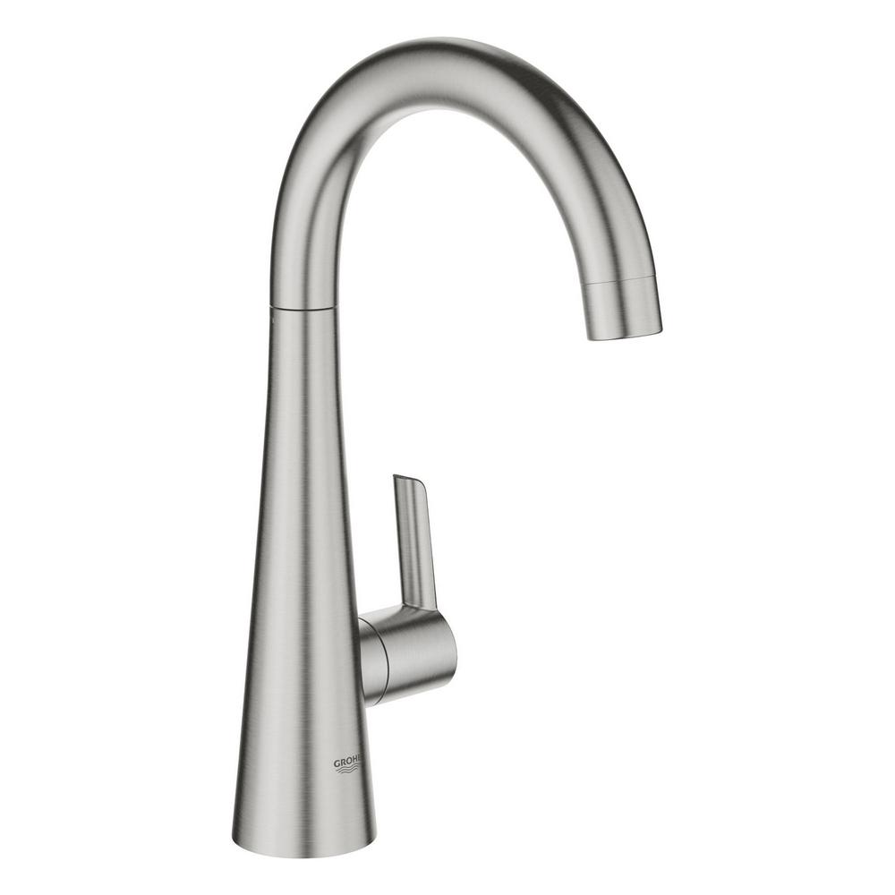 GROHE Ladylux L2 Single Handle Beverage Faucet Cold Water Only With   Supersteel Infinity Finish Grohe Basic Kitchen Faucets 30026dc2 64 1000 