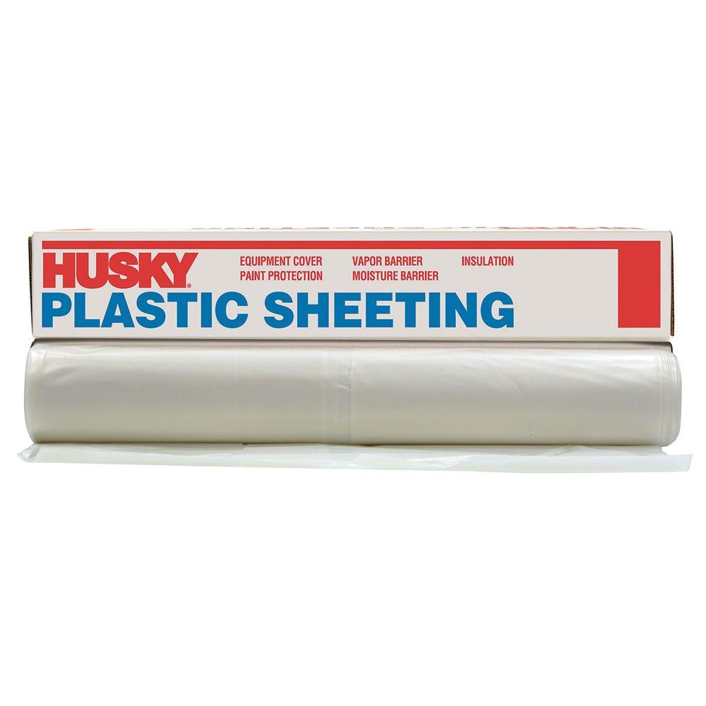 HUSKY 9 ft. 4 in. x 100 ft. 4 mil Flame Retardant Plastic Sheeting ...