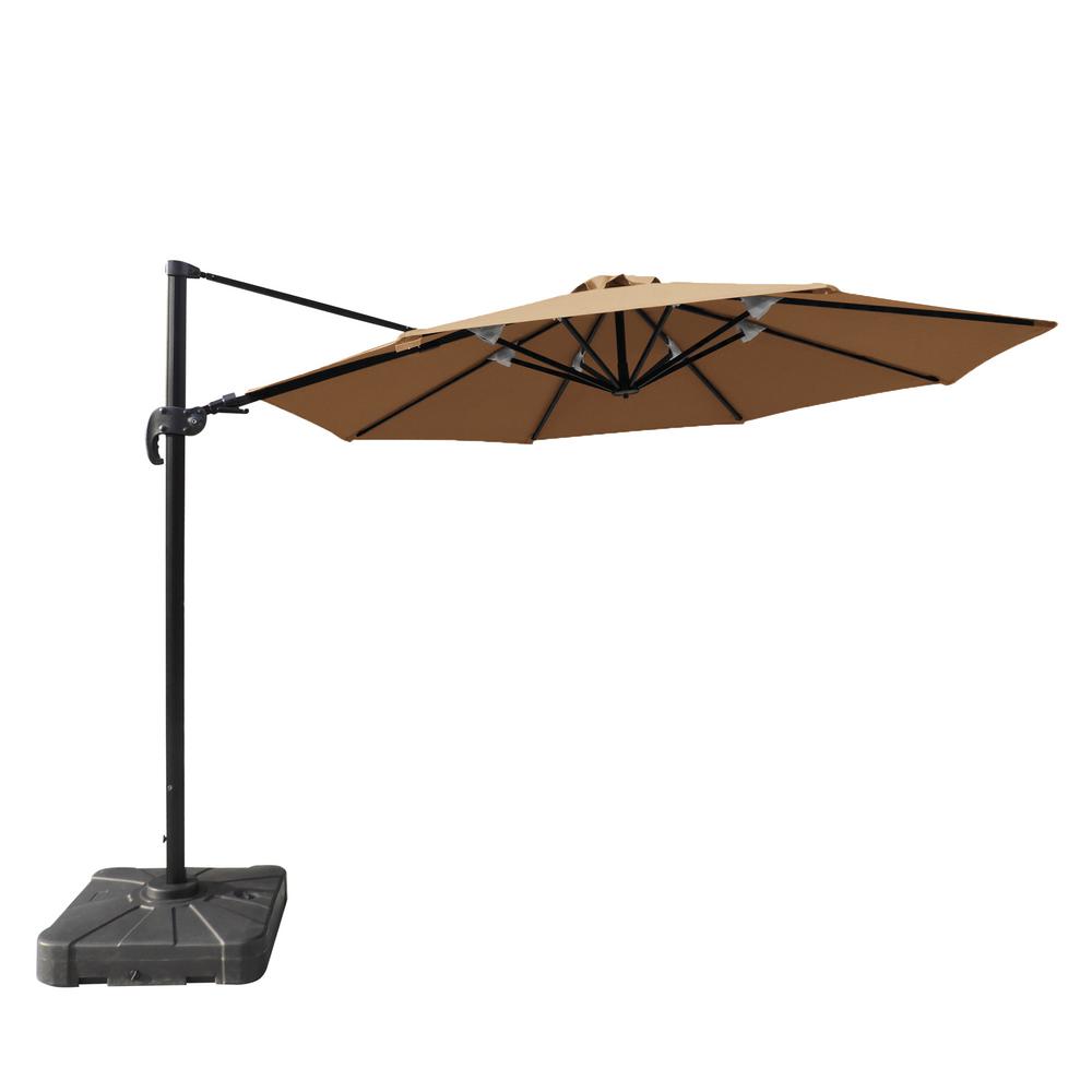 Island Umbrella Freeport 11 Ft Octagon Cantilever Patio Umbrella In Stone Sunbrella Acrylic Nu6585 The Home Depot