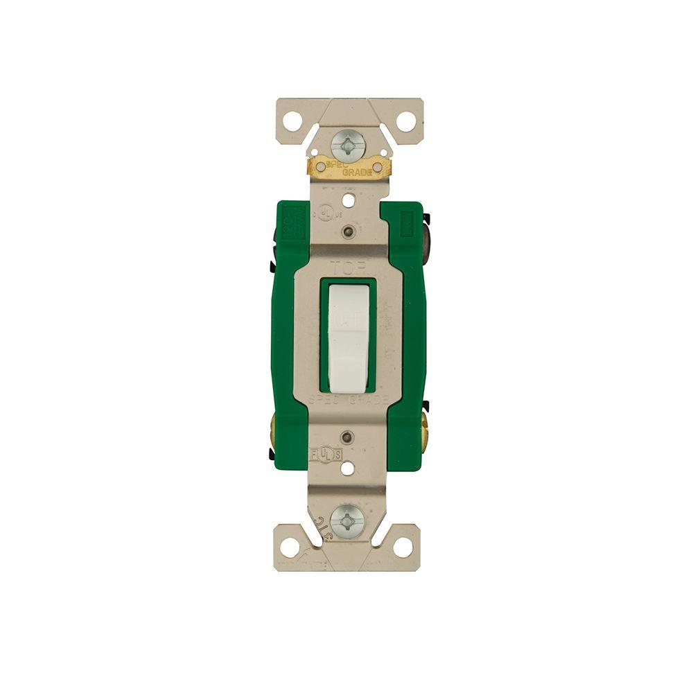 Eaton 30 Amp Double Pole Industrial Grade Toggle Switch, White3032W