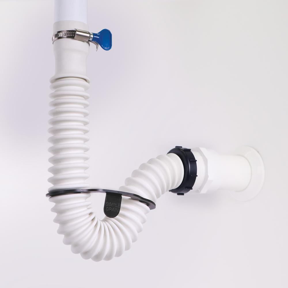 SIMPLE DRAIN 1.25 in. Rubber Threaded P-Trap Bathroom ...