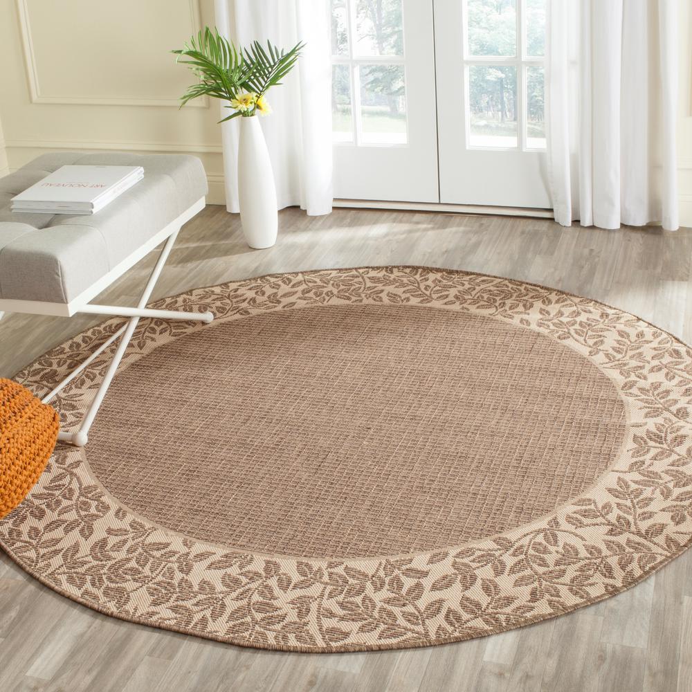 Safavieh Courtyard Brown Natural 7 Ft X 7 Ft Indoor Outdoor Round 