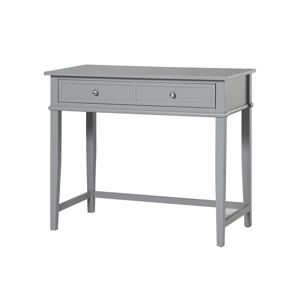 Ameriwood 36 In Rectangular Gray 2 Drawer Writing Desk With Solid Wood Material Hd91306 The Home Depot