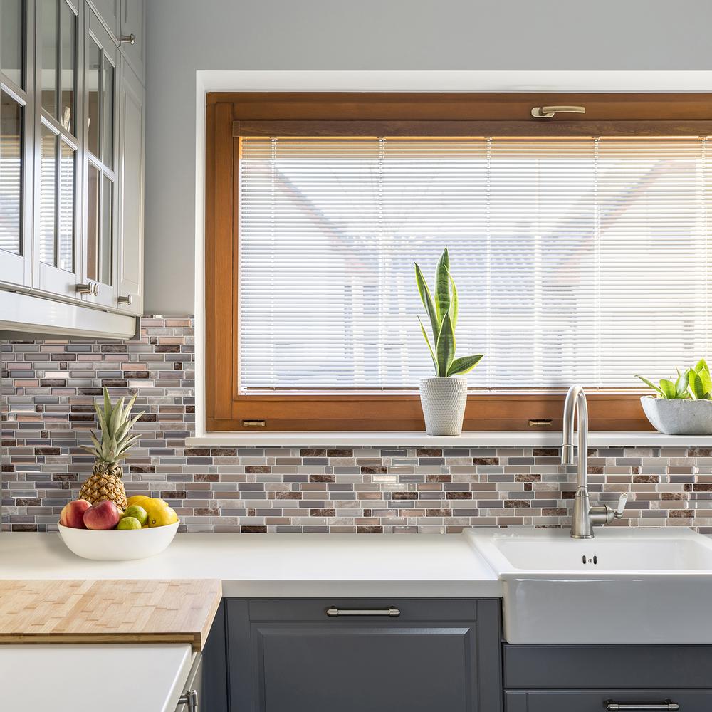 Smart Tiles Crescendo Terra 9 73 In W X 36 H Brown And Beige Smart Tiles Crescendo Terra 9 73 In W X 36 H Brown And Beige L Stick Decorative Mosaic Wall Tile Backsplash 4 Pack Sm1097 The Home Depot