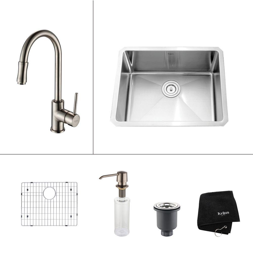 Kraus All In One Undermount Stainless Steel 23 Single Bowl Kraus All In One Undermount Stainless Steel 23 Single Bowl Kitchen Sink