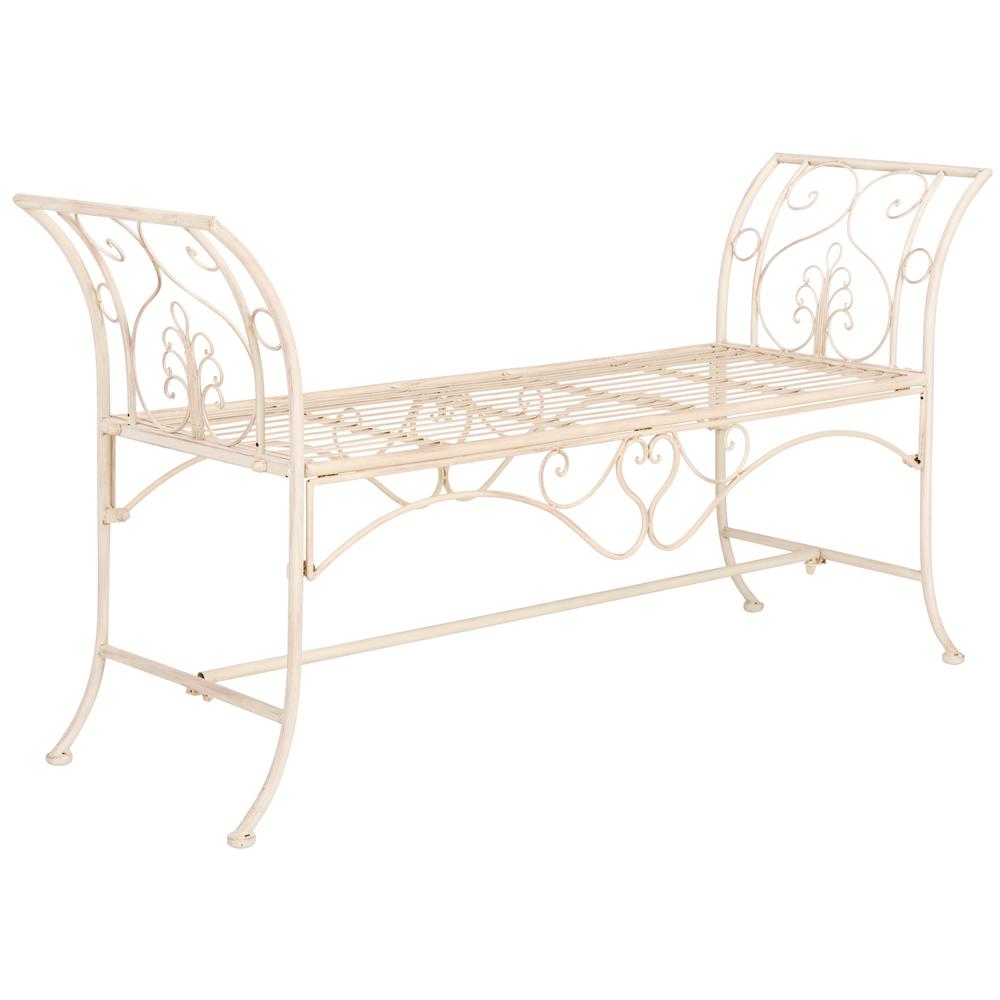 Safavieh Adina 2 Person Antique White Metal Outdoor Bench Pat5016a