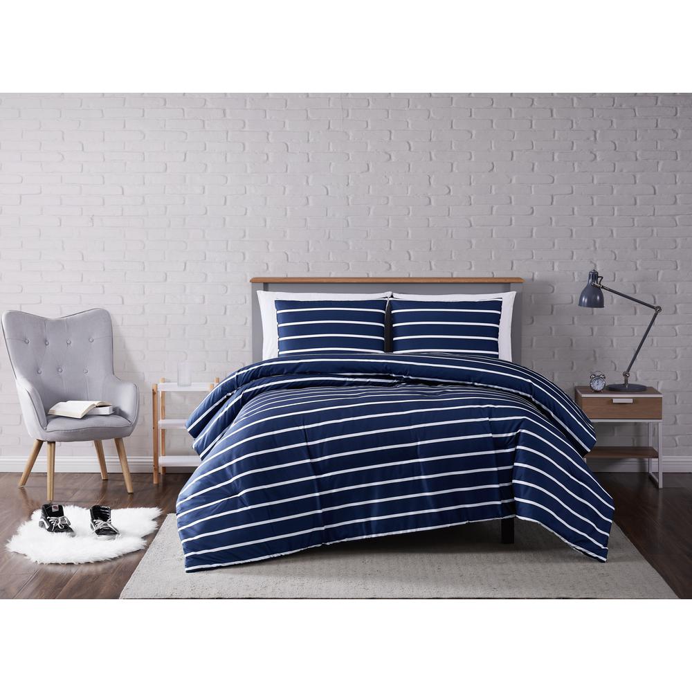 Truly Soft Maddow Stripe Navy Twin Xl 2 Piece Comforter Set