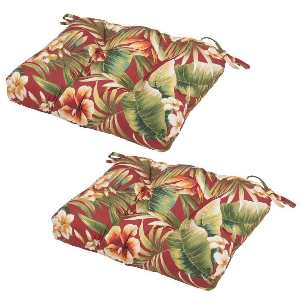 Hampton Bay 19 X 18 Outdoor Chair Cushion In Standard Cypress Chili (2-pack) Icon