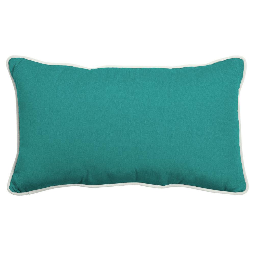 Arden Selections Oasis 24 in. Indoor/Outdoor Lumbar Pillow in Surf Teal