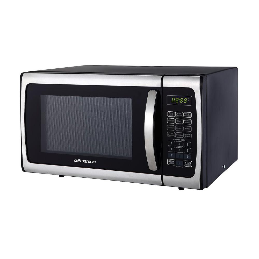 Emerson 0 9 Cu Ft 900 Watt Countertop Microwave Oven Stainless Steel Emerson 0 9 Cu Ft 900 Watt Countertop Microwave Oven Stainless Steel