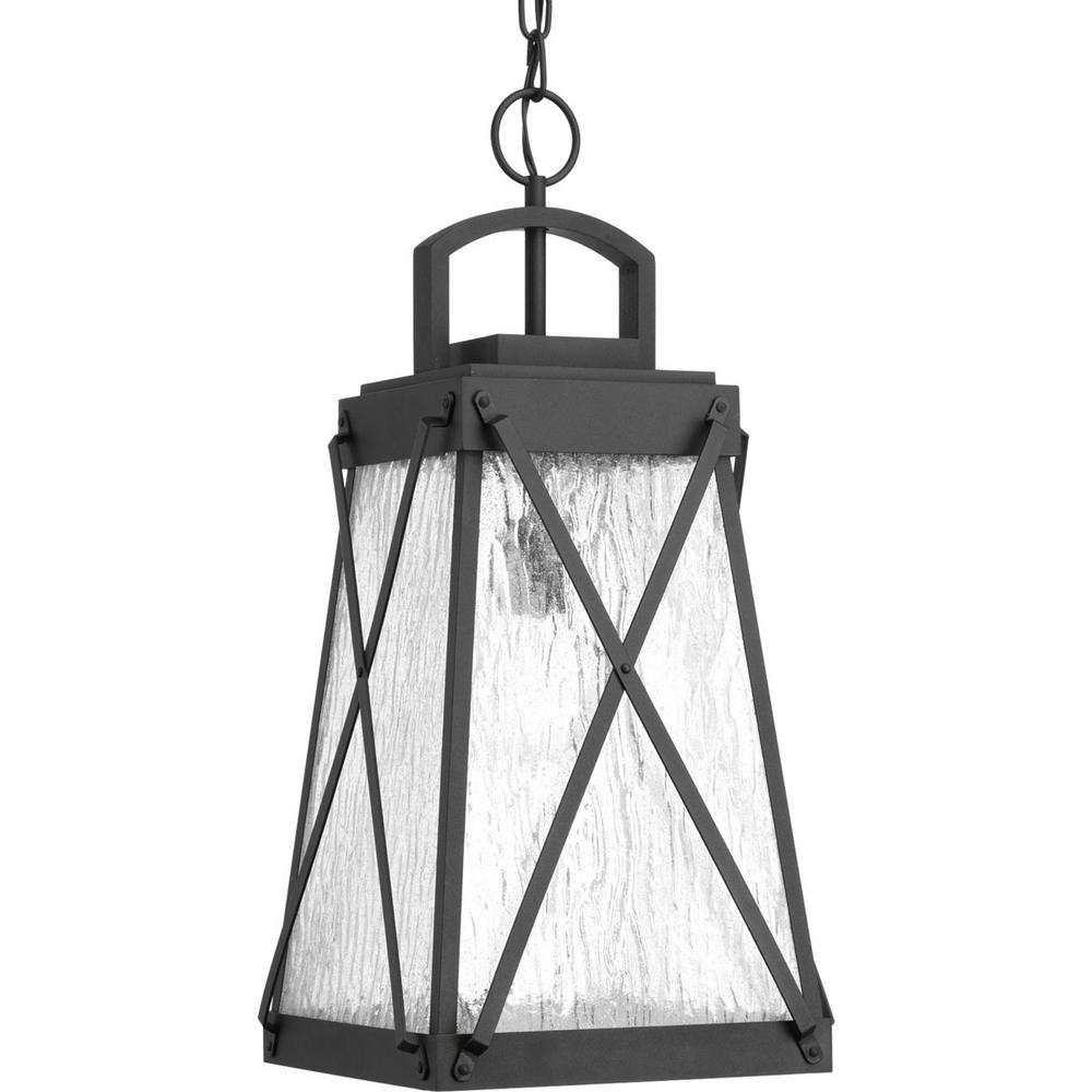 Progress Lighting Creighton Collection 1Light Outdoor Black Hanging
