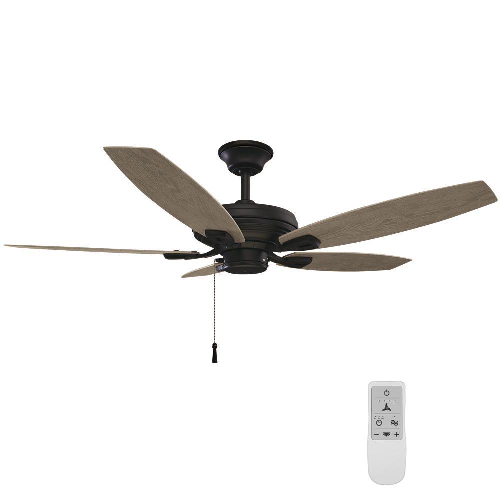 Hampton Bay North Pond 52 in. Indoor/Outdoor Matte Black Ceiling Fan