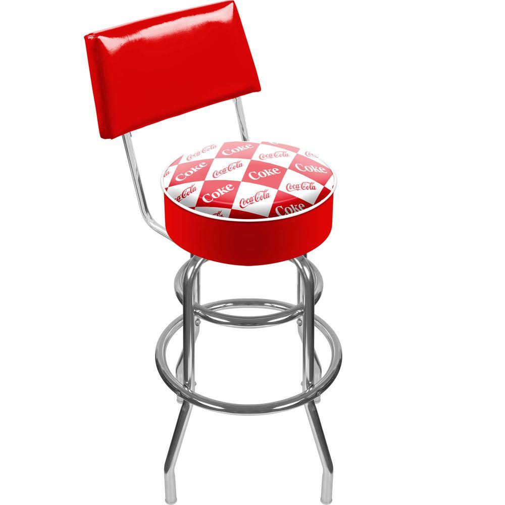 Trademark Checker Coca Cola 30 In Chrome Swivel Cushioned Bar Stool Trademark Checker Coca Cola 30 In Chrome Swivel Cushioned Bar Stool E 1100 V10 The Home Depot