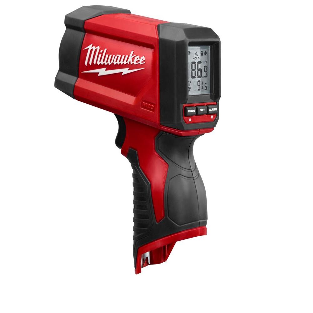 Milwaukee M12 LithiumIon Laser Temperature Gun Infrared 121 Thermometer227820 The Home Depot