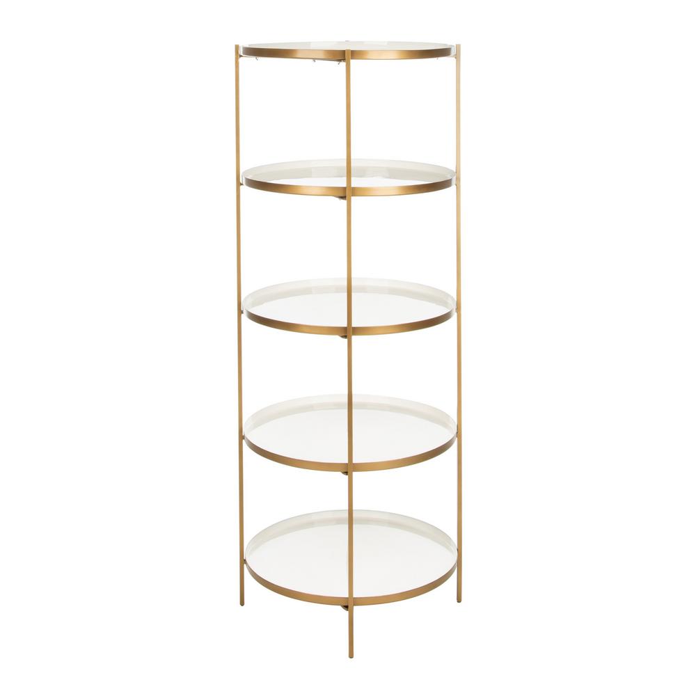 Safavieh 53 In White Brass Metal 5 Shelf Etagere Bookcase With
