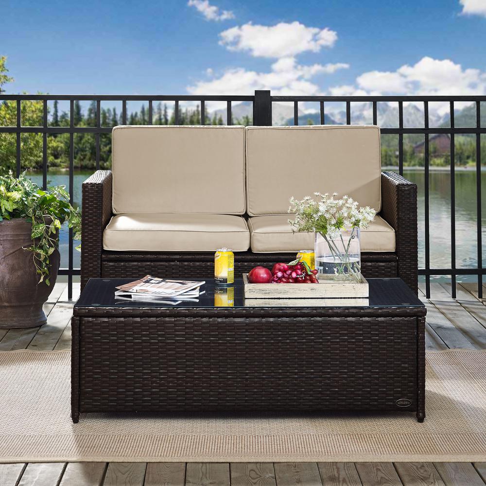 Crosley Palm Harbor 2 Piece Wicker Outdoor Seating Set With Sand