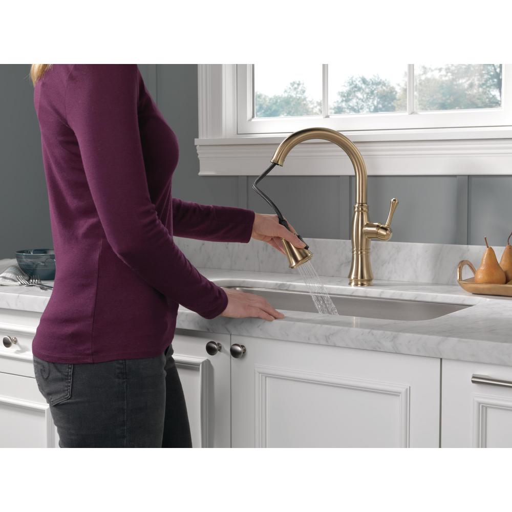Delta Cassidy Single Handle Pull Down Sprayer Kitchen Faucet In