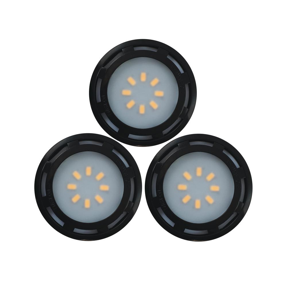 In Bracket Puck Lights Under Cabinet The Home Depot 4 6 In Led Black Puck Light
