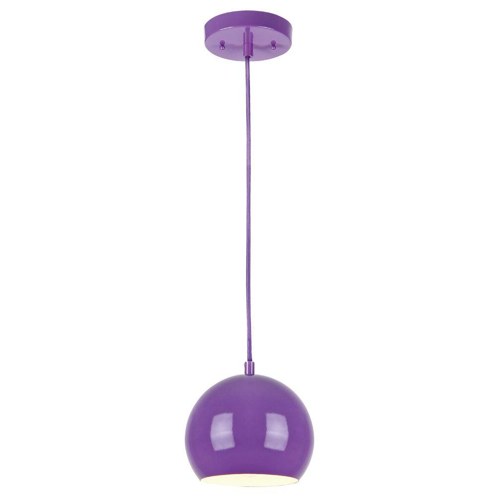 1 Light Purple Adjustable Mini Pendant With Metal Shade