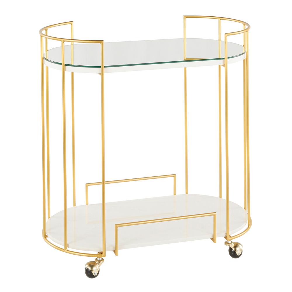 Lumisource Canary Mirrored Bar Cart In Gold Metal And White Marble Lumisource Canary Mirrored Bar Cart In Gold Metal And White Marble