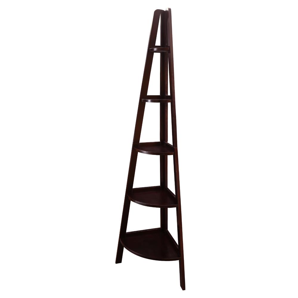 Casual Home Espresso 5 Shelf Corner Ladder Bookcase 176 33 The