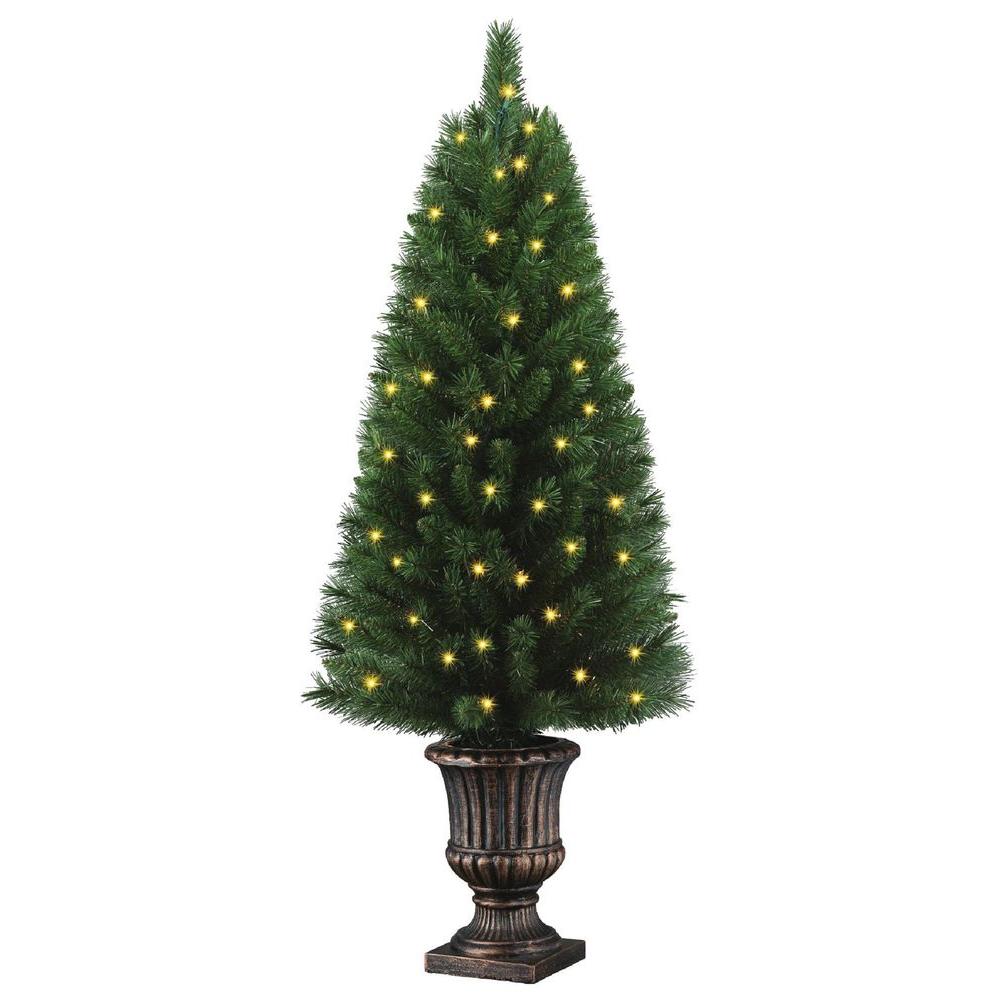 Home Accents Holiday 4 ft. Potted Artificial Christmas Tree with 50 ...