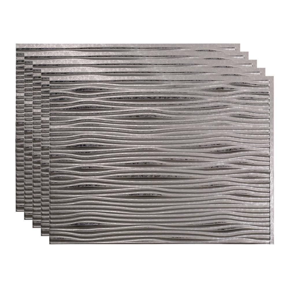 tile backsplash waves sq decorative vinyl ft kit fasade galvanized brushed nickel steel n65