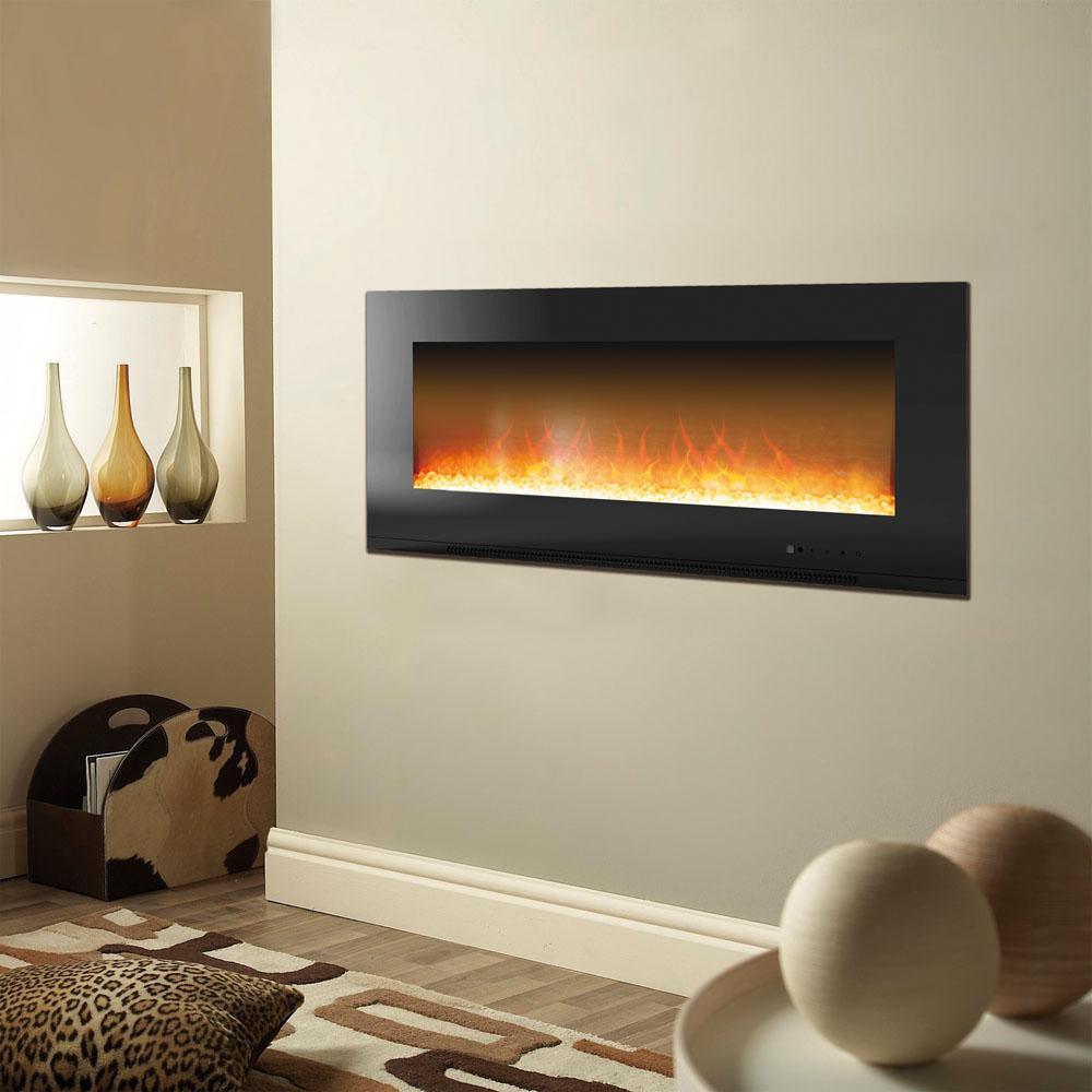 Experience comfortable warmth and dramatic flair anywhere in your home with Cambridge Metropolitan Wall-Mount Electric Fireplace in Black.
