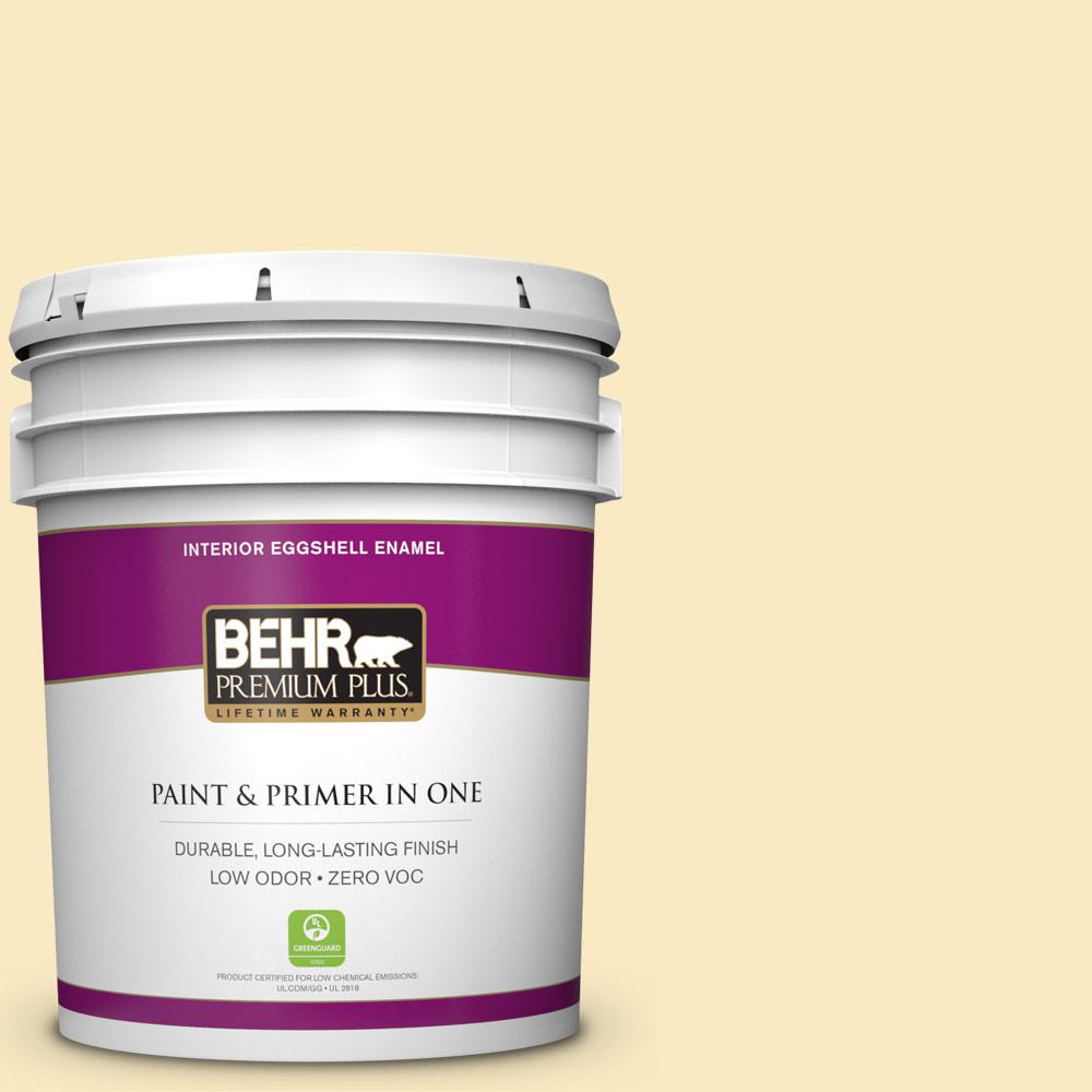 BEHR Premium Plus 5gal. 340A2 Rich Cream Zero VOC Satin Enamel