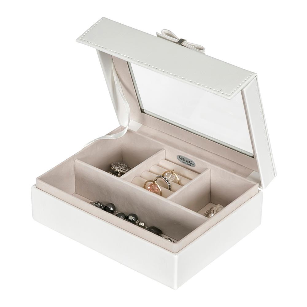 Mele & Co Dixie White Faux Leather Jewelry Box 0022430 The Home Depot