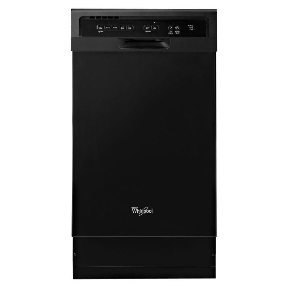 Whirlpool 18 in. Front Control Dishwasher in Black with Stainless Steel Whirlpool 18 Inch Dishwasher Stainless Steel