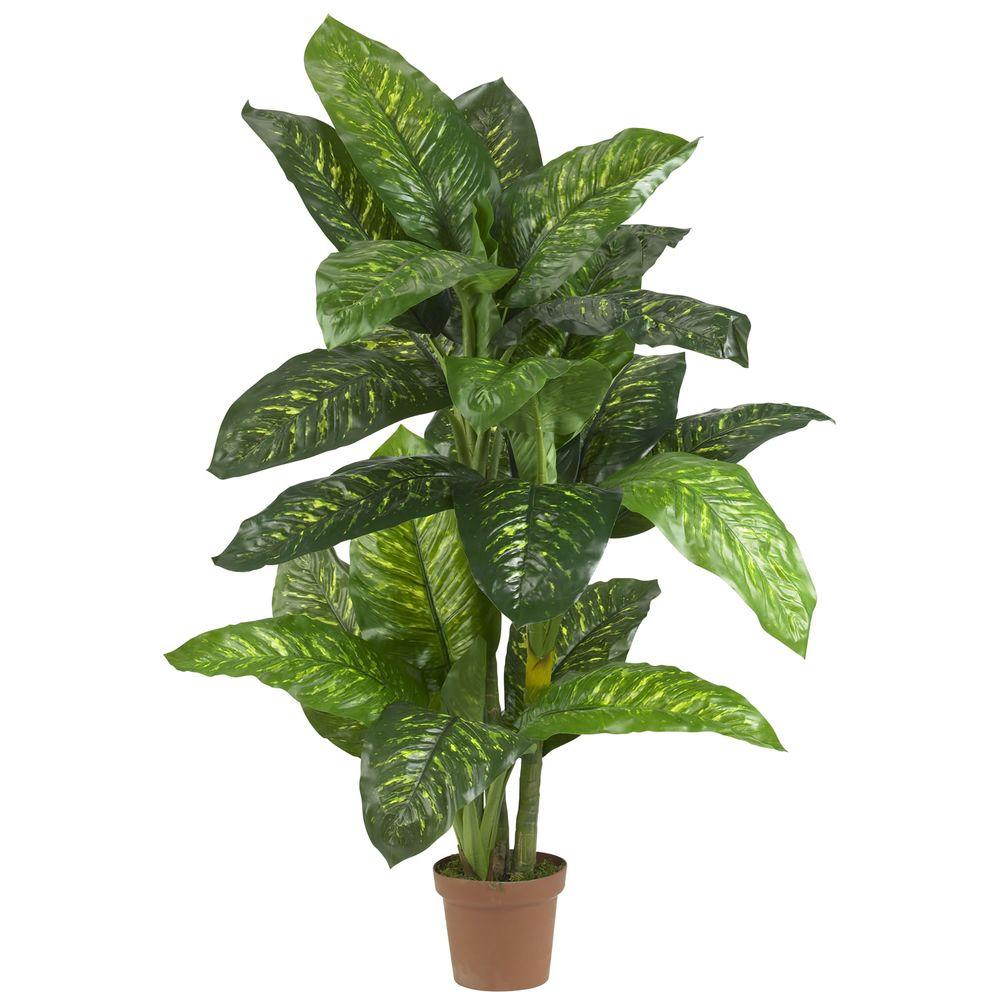 Nearly Natural Real Touch 5 Ft Green Dieffenbachia Silk Potted Plant   Greens Nearly Natural Artificial Plants 6573 64 1000 