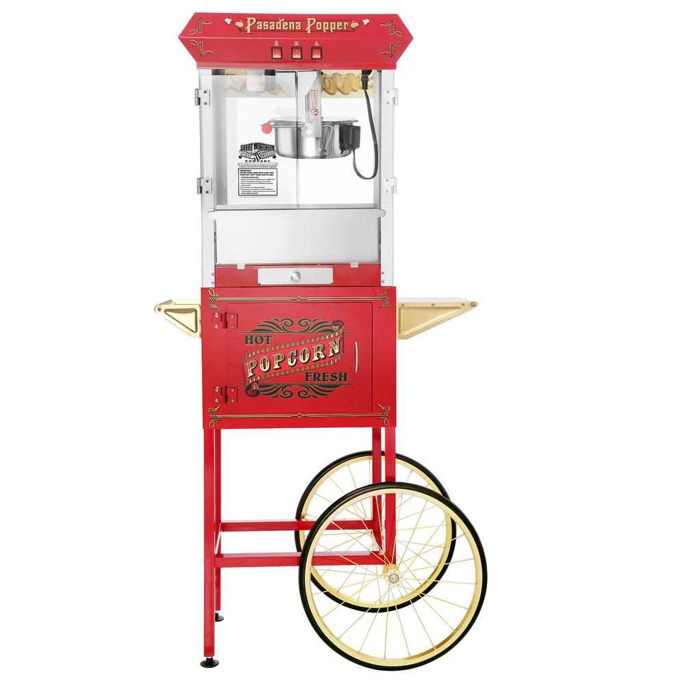 Funtime Carnival Style 8 oz. Popcorn Machine & Cart FT860CR The Home Depot